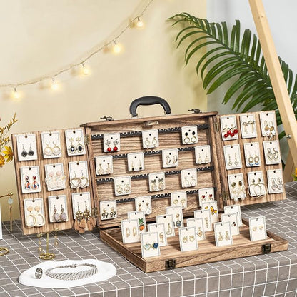 Earring Display for Selling, Portable Wood Jewelry Display Case, Large Capacity - Image 2