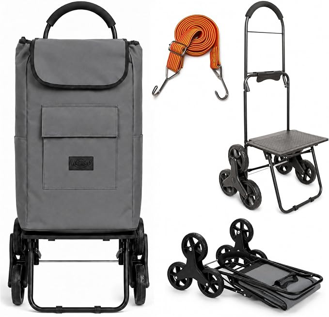 Shopping Cart, Super Loading Stair Climber 220 lbs Capacity, Grocery Foldable by winkeep