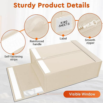 StorageTastic 2 Pack Bed Sheet Closet Organizers and Storage, Sturdy Foldable - Image 5