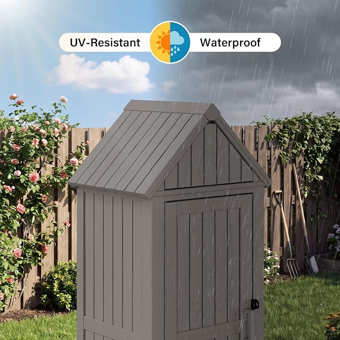 Bifanuo Deck Box Storage Shed Outdoor Storage Cabinet, Vertical Waterproof - Image 6