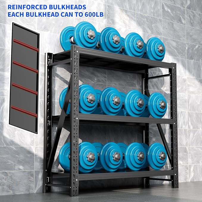 2 Sets Garage Shelving Unit Rustproof 50“W Heavy Duty Storage Shelves Easy - Image 5