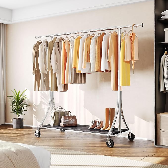 HOKEEPER Clothes Rack with Wood Shelves Height Adjustable Clothing Rack with - Image 2