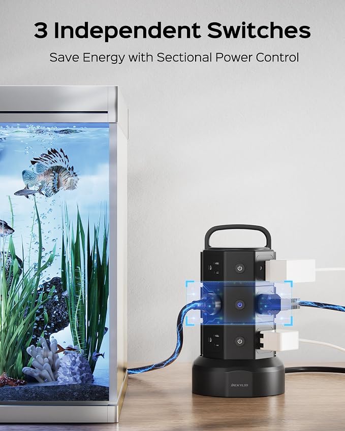 Power Strip Tower Surge Protector, JACKYLED 1625W 13A Outlet Surge Electric - Image 4