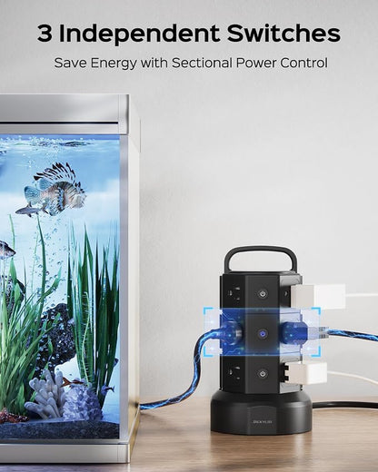 Power Strip Tower Surge Protector, JACKYLED 1625W 13A Outlet Surge Electric - Image 4