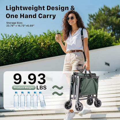 29.3" Collapsible Wagon Cart, 150L Heavy Duty Folding Utility Wagon - Image 4