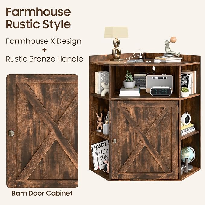 Corner Storage Cabinet, Farmhouse Corner Bookshelf - Image 8