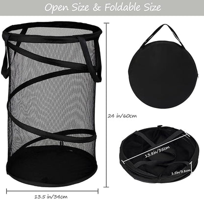 BATTOO 2 Pack Large Collapsible Laundry Basket Foldable Mesh Pop Up Hamper - Image 2
