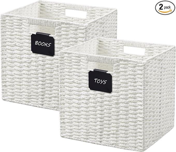 UBBCARE 2 Pack Wicker Basket, 10.5×10.5 Storage Cubes by UBBCARE