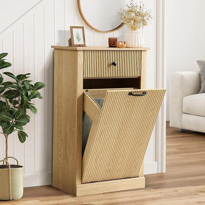 Grepatio Tilt Out Fluted Laundry Hamper Cabinet, 11 Gallon Hidden Laundry Hamper by Takesyoutohaveawonderfullife