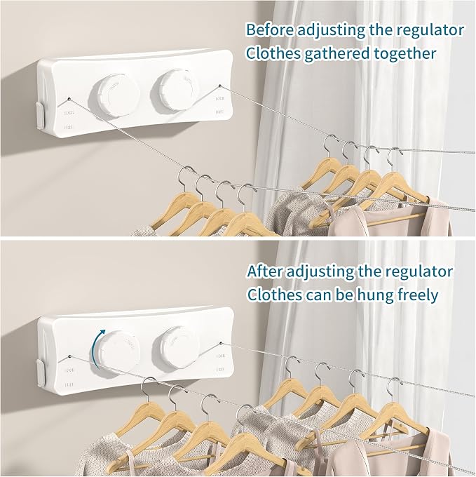 JOOM Retractable Clothesline Heavy Duty Clothes Drying Laundry Line Wall - Image 4