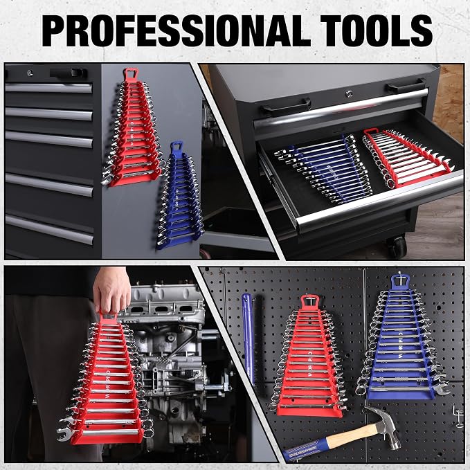 WORKPRO Magnetic Wrench Organizer, 15-Slot Gripper Reverse Wrench Holder - Image 7