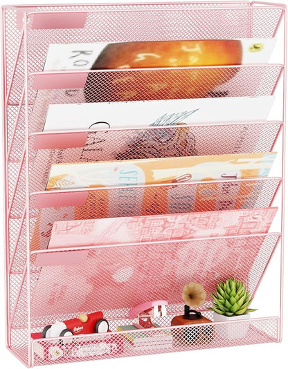 Wall File Organizer Holder Mesh Hanging Paper Document Holder, Vertical 6 by GDINDINFAN