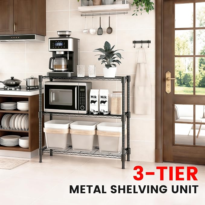 Xcity Storage Shelves, 3 Tier Heavy Duty Metal Shelving Unit, 1200 LBS - Image 3