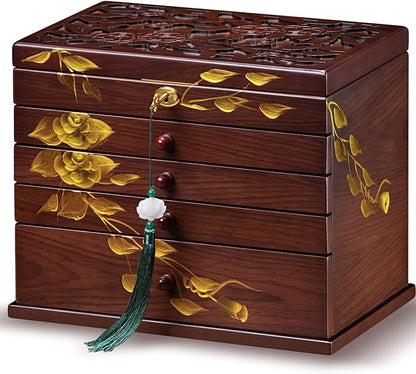 Hand-drawn rose Jewelry Box Wood - Image 8