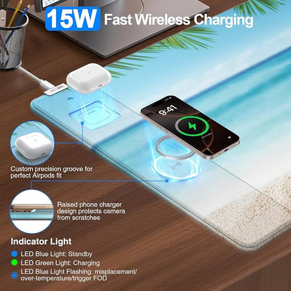 Wireless Charging Mouse Pad, 31.5"x15.8" Large Gaming Desk Mat - Image 2