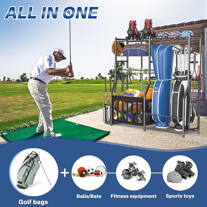 Garage Sports Equipment Organizer, Strong Load Bearing Golf Bag Organizer - Image 7