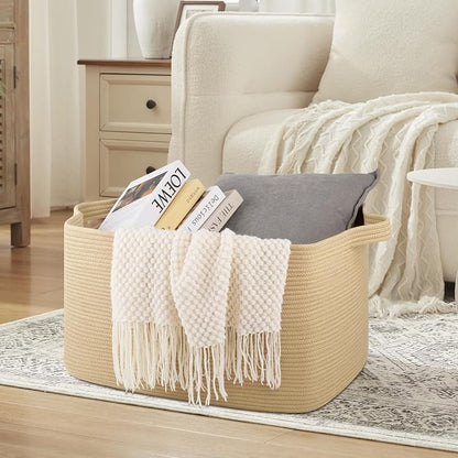 95L Extra Large Blanket Basket, Rectangle Nursery Blanket Storage - Image 4