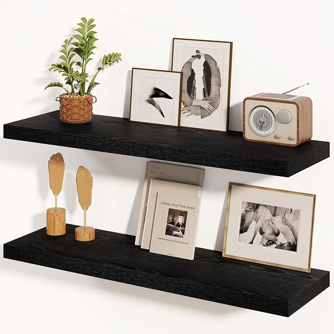 Fun Memories Black Floating Shelves 36 Inch Long, 8 Inch Deep Floating Shelf by FunMemories