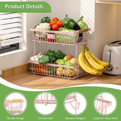 2 Tier Fruit Basket for Kitchen Counter - Image 4