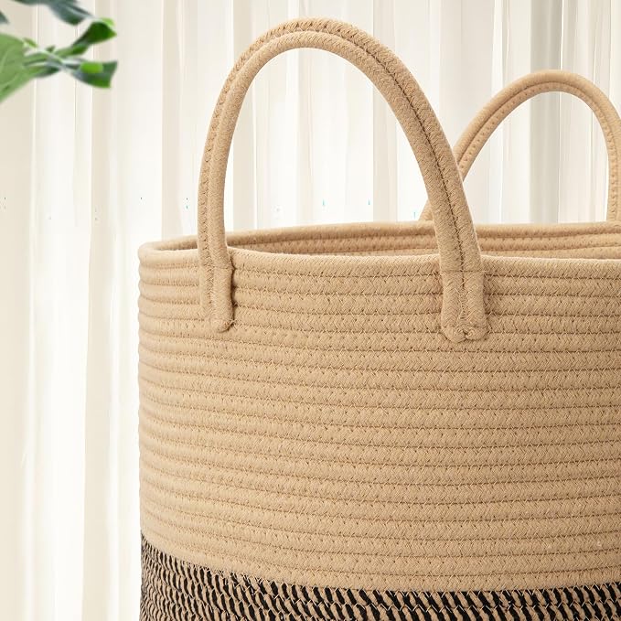 58L Cotton Rope Laundry Basket, Woven Basket - Image 3
