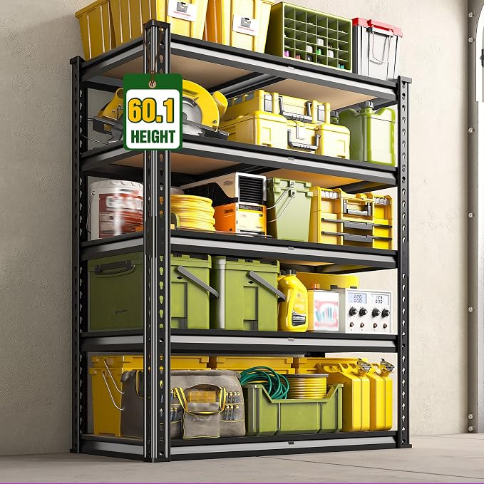 60.1" H Garage Storage Shelves 1990LBS Storage Shelves, 5 Tier Adjustable Metal - Image 8