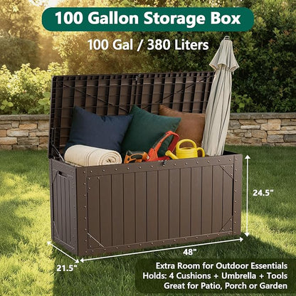 Outdoor Storage Box, 100 Gallon Deck Box Outdoor Storage Bench Outside - Image 5