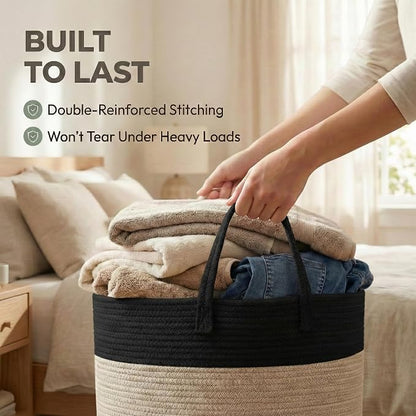 JMvicyroam 115L Extra Large Machine Washable Cotton Rope Blanket Basket | - Image 6