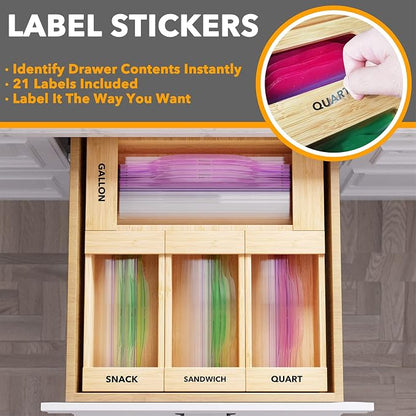 SpaceAid Bag Storage Organizer for Kitchen Drawer, Bamboo Organizer, Compatible - Image 4