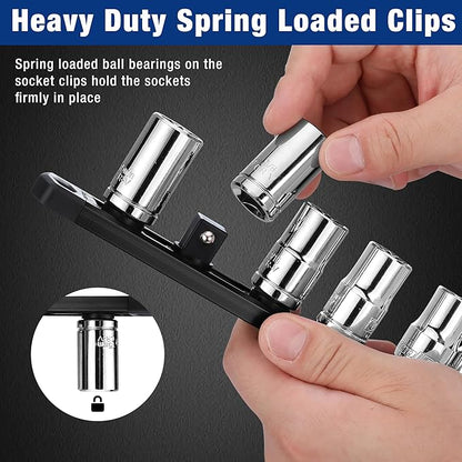 WORKPRO Magnetic Socket Organizer, 1/2-Inch Drive Aluminum Alloy Socket Rail - Image 5