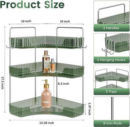 3-Tier Green Corner Organizer, PET Counter Storage - Image 2