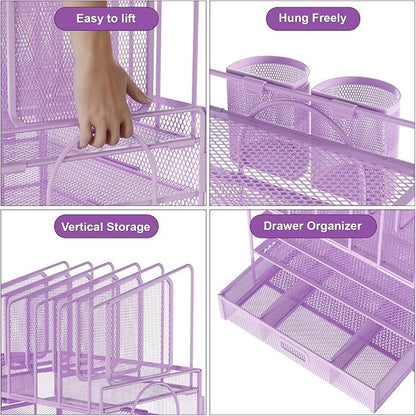Marbrasse Desk Organizers, 4-Tier Mesh Desk File Organizer - Image 2