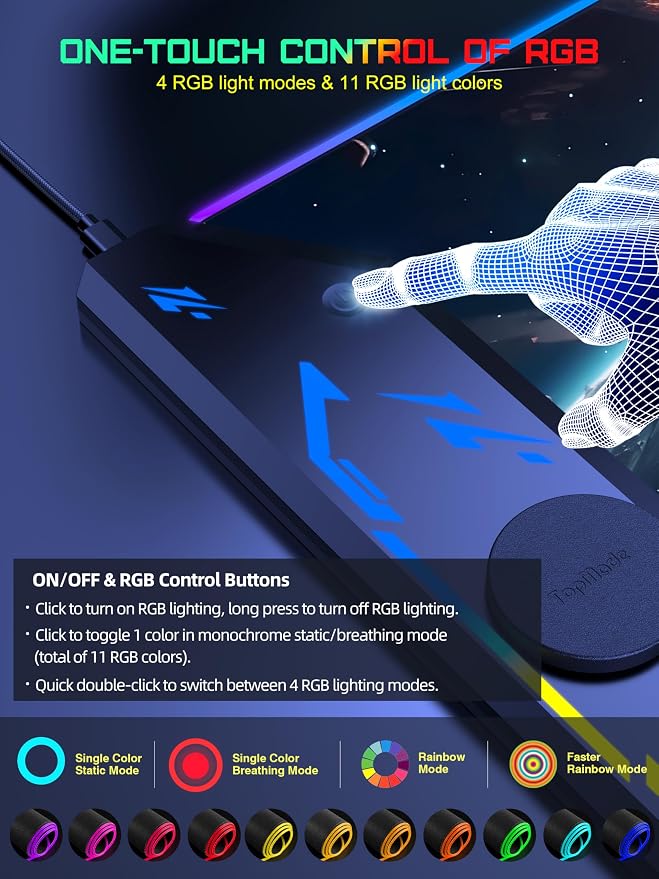 TopMade Wireless Charging Mouse Pad, RGB Gaming Mousepad, 35.4" x 15.8" Extra - Image 4