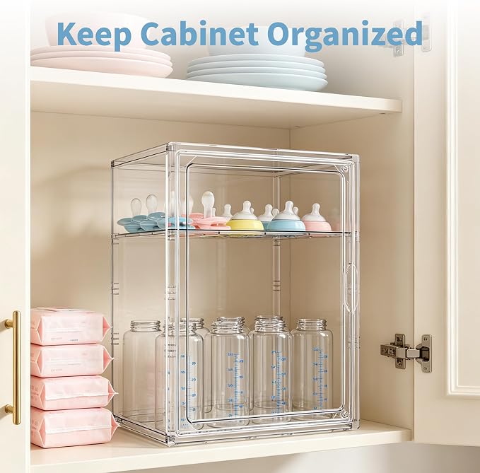 Baby Bottle Organizer, 3 Tiers Adjustable Bottle Storage Container - Image 7