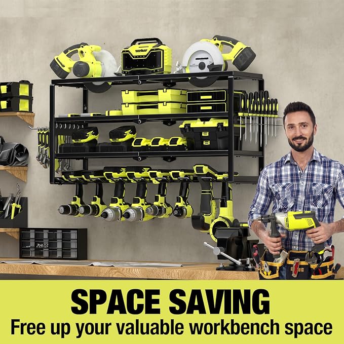 MOOMSINE 4 Layer Power Tool Organizer Wall Mount, Battery Tools Holder - Image 5