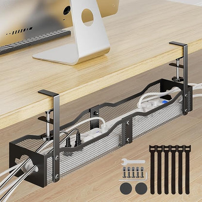 DELAMU 25'' Extended Under Desk Cable Management, No Dill Desk Cable Management by DELAMU