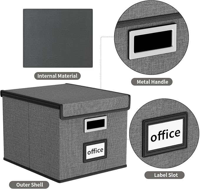 File Organizer Box with Lids, Collapsible File Folder Organizer | File Box with - Image 5