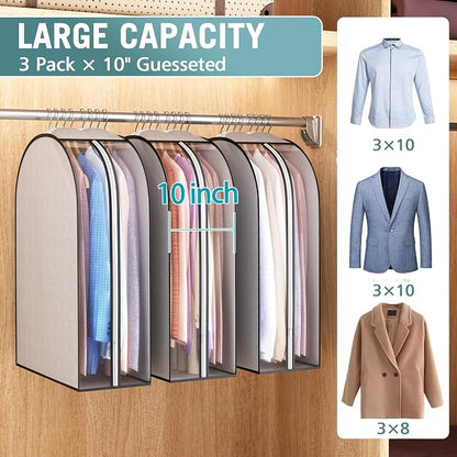 10" Gusseted Garment Bags for Hanging Clothes 32" Suit Bags for Open Closet - Image 2