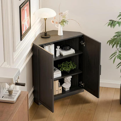 Casaphoria Farmhouse Corner Cabinet, Wooden Corner Storage Cabinet - Image 4