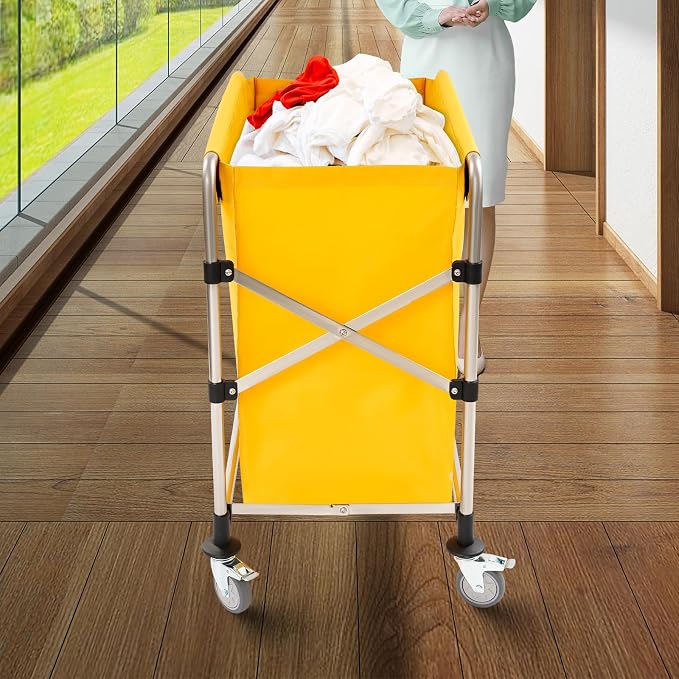 Commercial Laundry Cart with Wheels, Folding Laundry Hamper Cart, Heavy Duty - Image 8