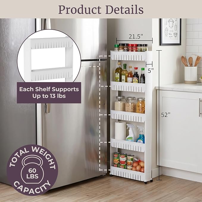Slim Rolling Storage Cart - Image 4