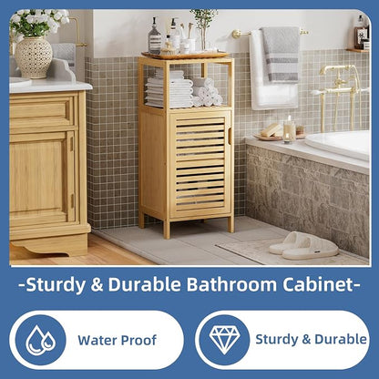 HITNET Bathroom Cabinet Freestanding, Small Bamboo Floor Cabinet, 4 Tier Single - Image 5