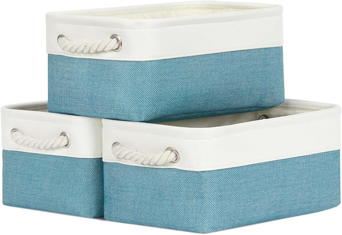 Bidtakay Small Storage Baskets for Shelves 3 Pack Fabric Storage Bins for by BidtakayBaskets