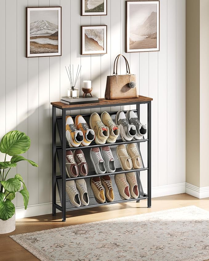 CHOEZON Shoe Rack, 4-Tier Slanted Shoe Storage Shelf, Narrow Shoe Rack - Image 6