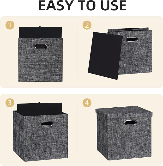 Posprica Storage Bins with Lids, 13×13×13 Foldable Storage Cube Baskets Boxes - Image 3