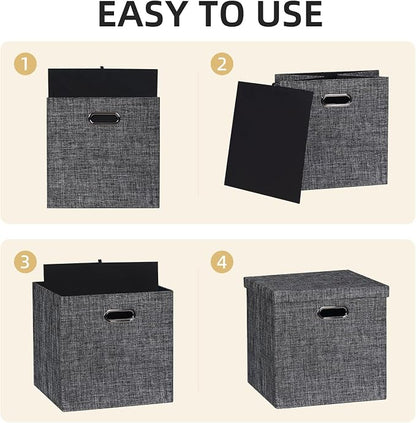 Posprica Storage Bins with Lids, 13×13×13 Foldable Storage Cube Baskets Boxes - Image 3