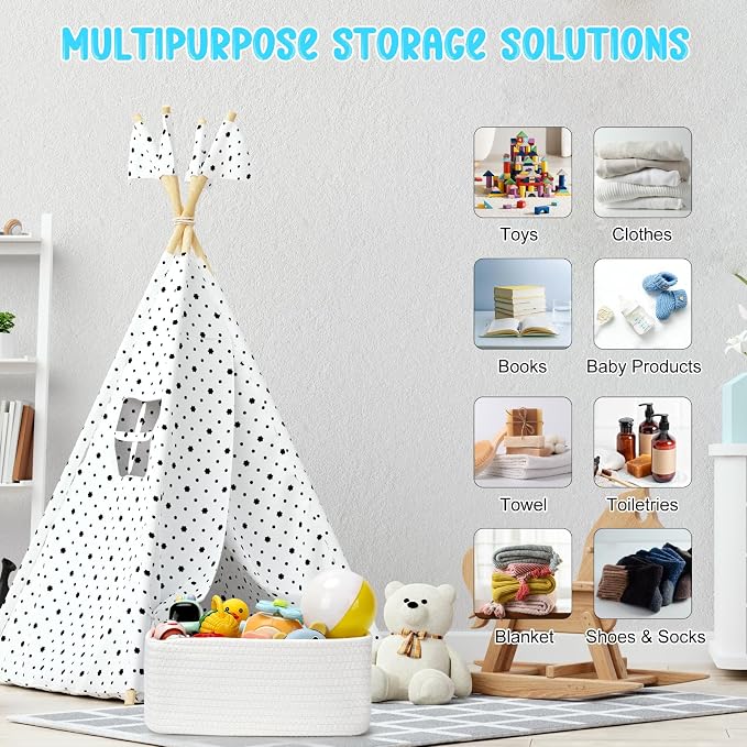 3-Pcs Shelf Baskets for Organizing, Closet Organizer Bins, Small Woven Baskets - Image 5