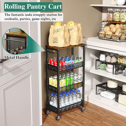 Utility Slim Storage Cart, 4-Tier Narrow Bathroom Organizer and Storage Cart - Image 7