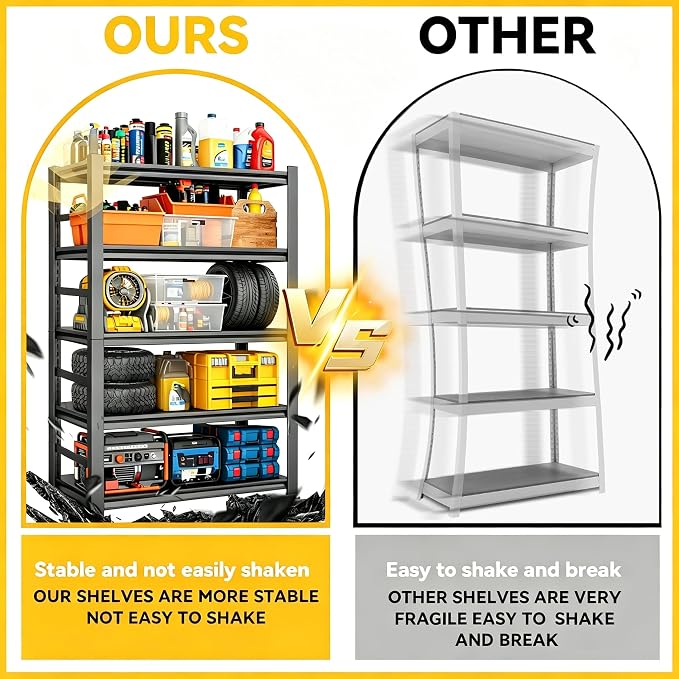 6Tier Storage Shelves Heavy Duty Adjustable Metal Garage Shelving Unit Rack - Image 5