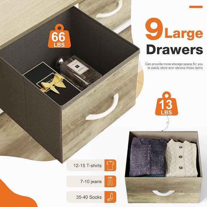 Sweetcrispy 9 Drawer Fabric Dresser Storage Tower - Image 5
