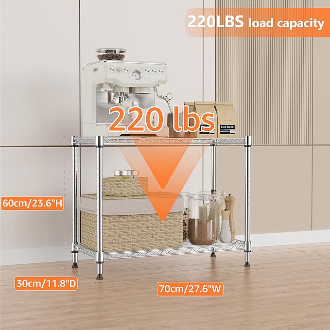 IZEUK 2 Tier Adjustable Metal Storage Shelving Unit, Heavy Duty Wire Rack - Image 4